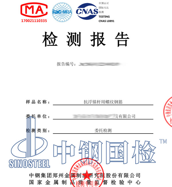 抗浮錨桿檢測(cè)報(bào)告圖片